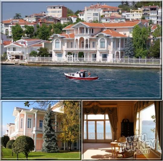 Istanbul Bosphorus is home to the most magnificent and expensive houses and mansions in Turkey. Some of the villas are known to be one of the most expensive properties in the world. 

SEHZADE BURHANEDDIN EFENDI MANSION ( YALISI )
It is one of the largest mansions situated on the Bosphorus. The property has a winter house situated behind the main mansion. The mansion has 64 bedrooms, and it is known to be one of the most expensive houses in the world. The value of Sehzade Burhaneddin Efendi Mansion is $150,000,000.
